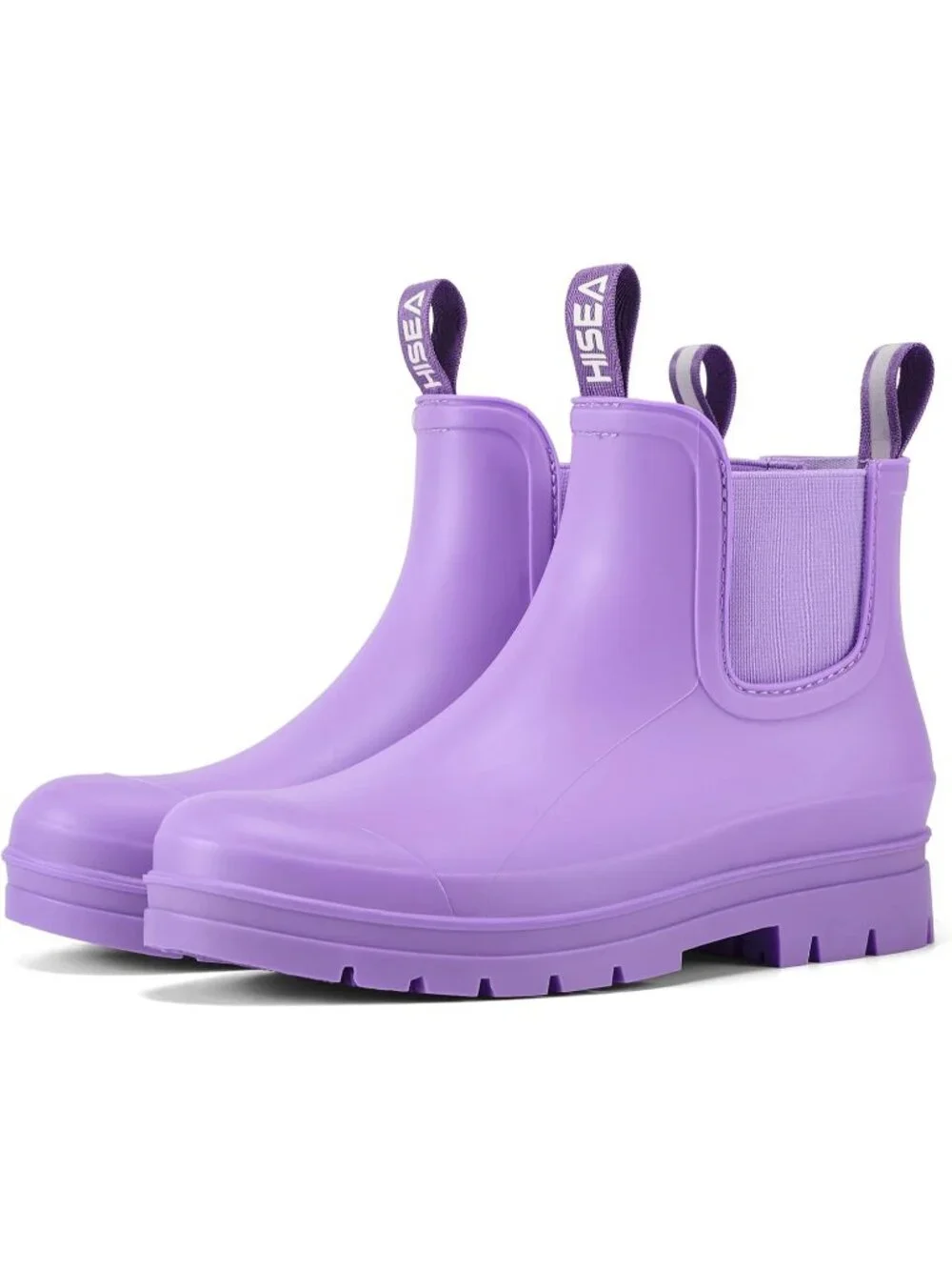 Women's Lavender Short Rain Boots Waterproof Ankle Chelsea Boots Non-Slip Matte